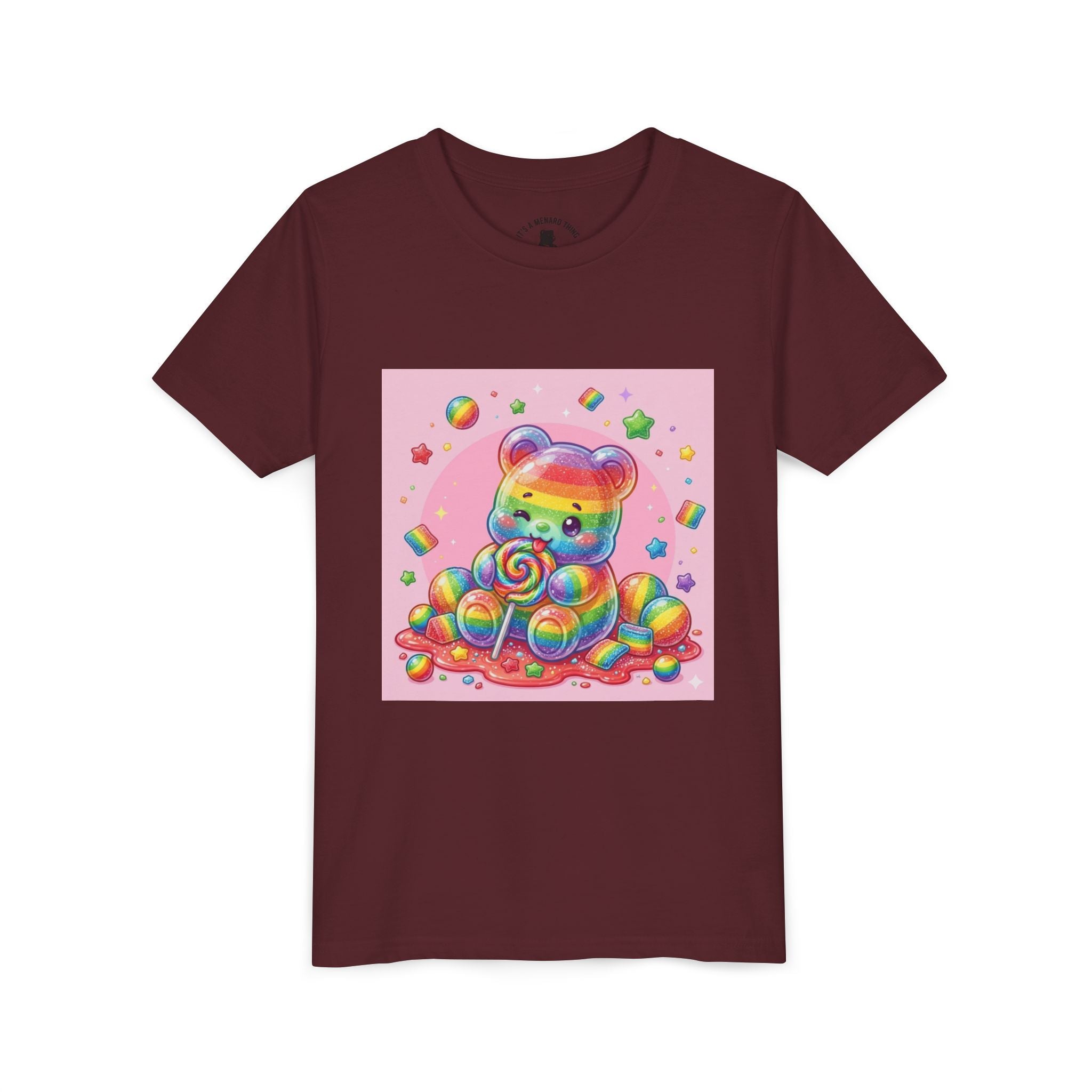 Rainbow Stripe Gooey Gummy Bear Youth T-Shirt