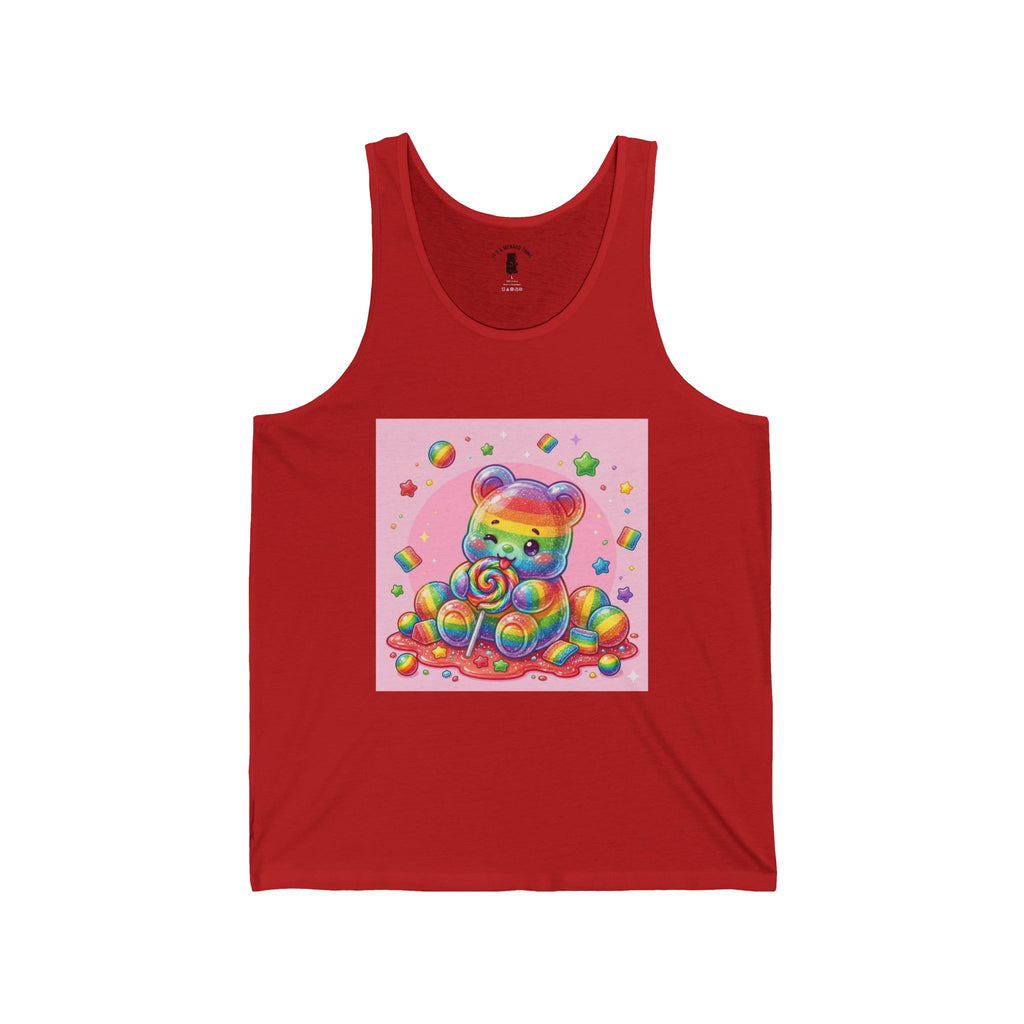 Rainbow Stripe Candy, Lollipop Gooey Gummy Bear — Kawaii Graphic Tank Top