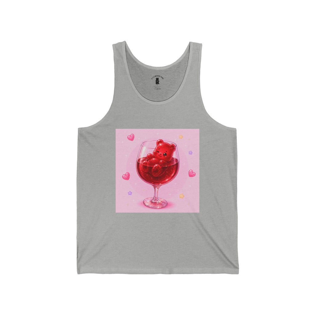 Cute Gummy Bear Wine Glass Tank Top — Sweet Valentine Bubblegum Graphic