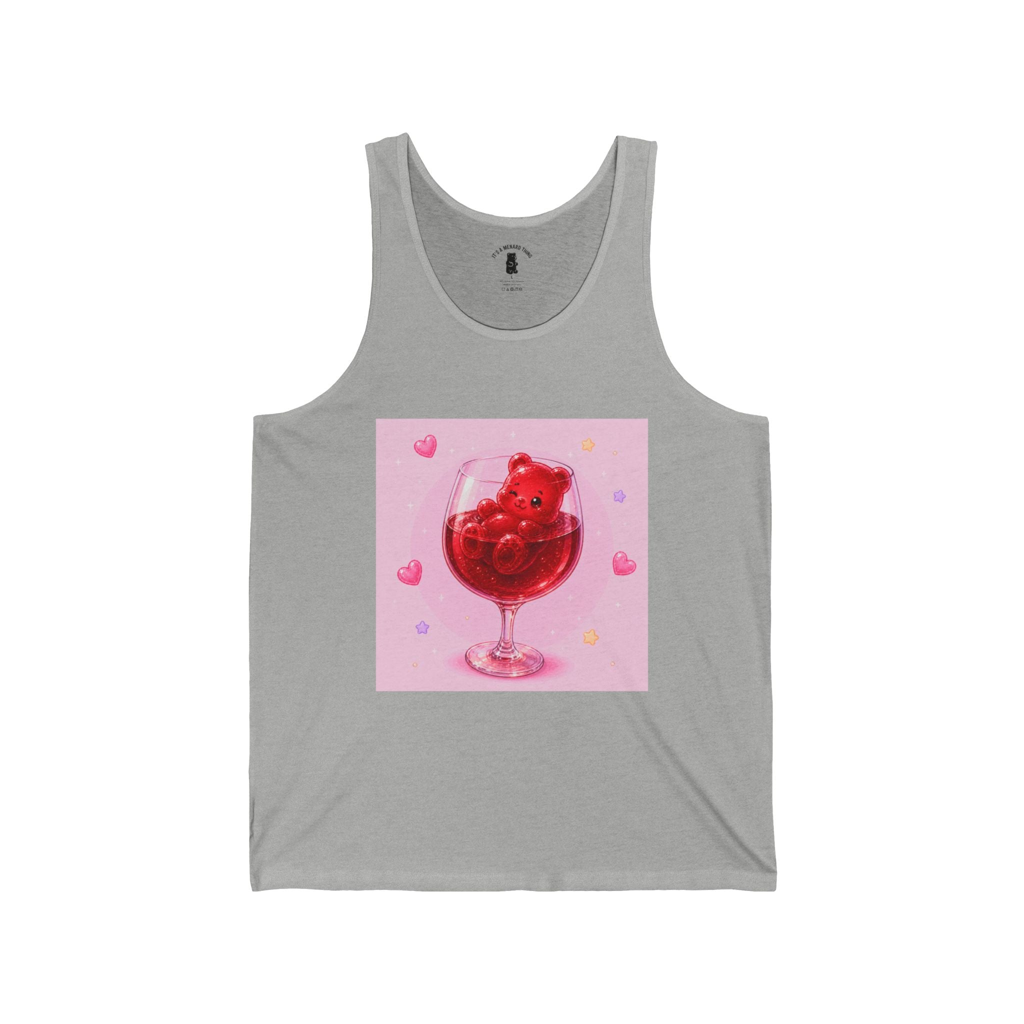 Cute Gummy Bear Wine Glass Tank Top — Sweet Valentine Bubblegum Graphic