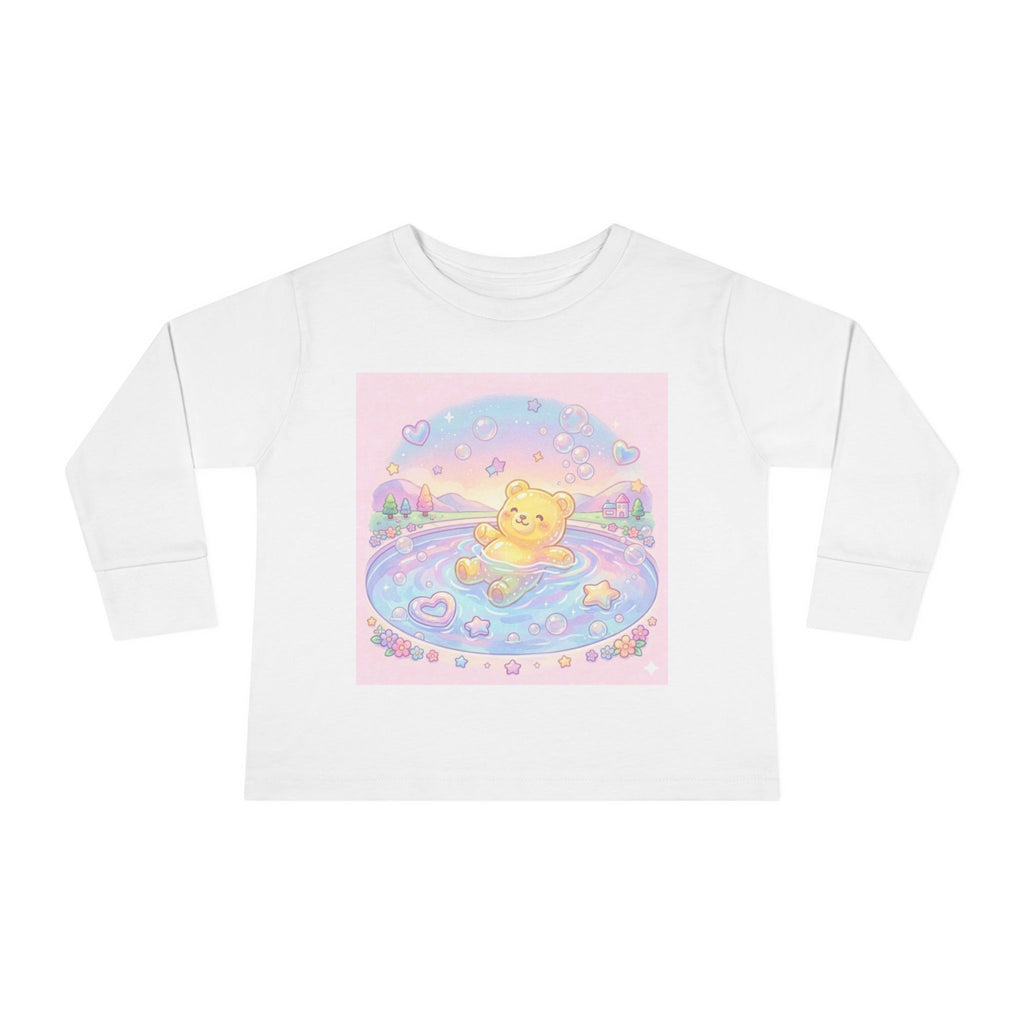 Solo Swim Time, Yellow Oozy Bear Friend- Graphic Long Sleeve Shirt