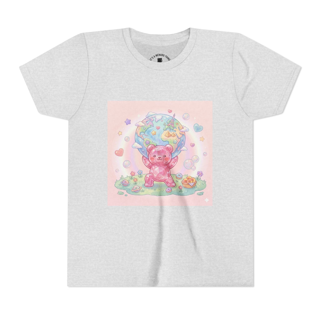 World Atlas, Weight of the Gummy World Pink Gooey Bear- Pastel Graphic Youth T-Shirt