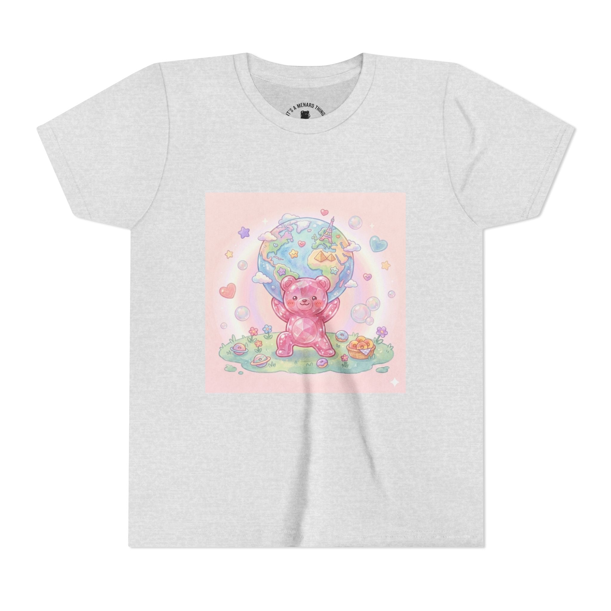World Atlas, Weight of the Gummy World Pink Gooey Bear- Pastel Graphic Youth T-Shirt