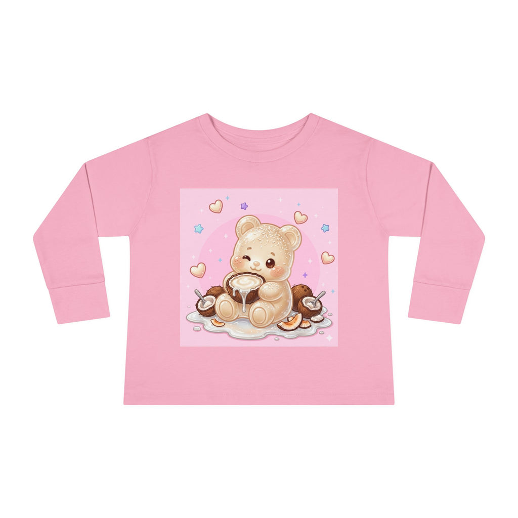 Coconut Milk, White Oozy Bear Gummy Friend- Kids Long Sleeve Shirt