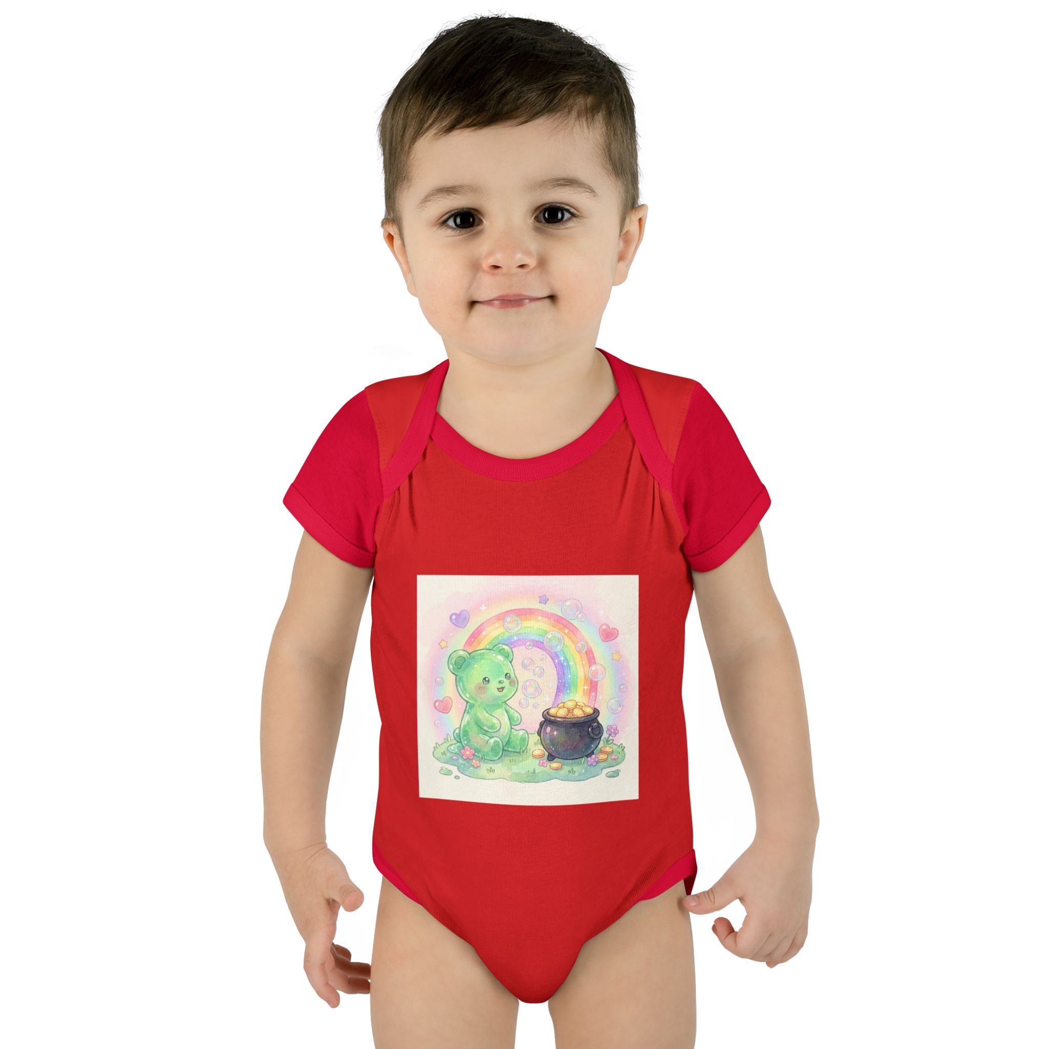 Rainbow Gooey Gummy Bear Found Inner Treasure – Cute St. Patrick’s Day Luck Baby Onesie