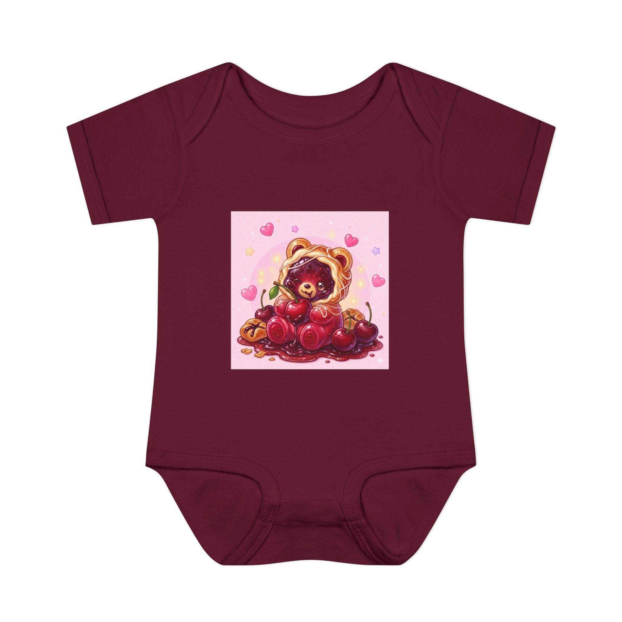 Cherry Danish Gooey Gummy Bear in Puff PJs (Infant Rib Onesie)