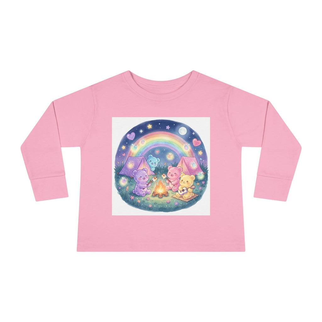 Camping & Toasting Marshmellos Oozy Bear Friend Group- Graphic Long Sleeve Shirt