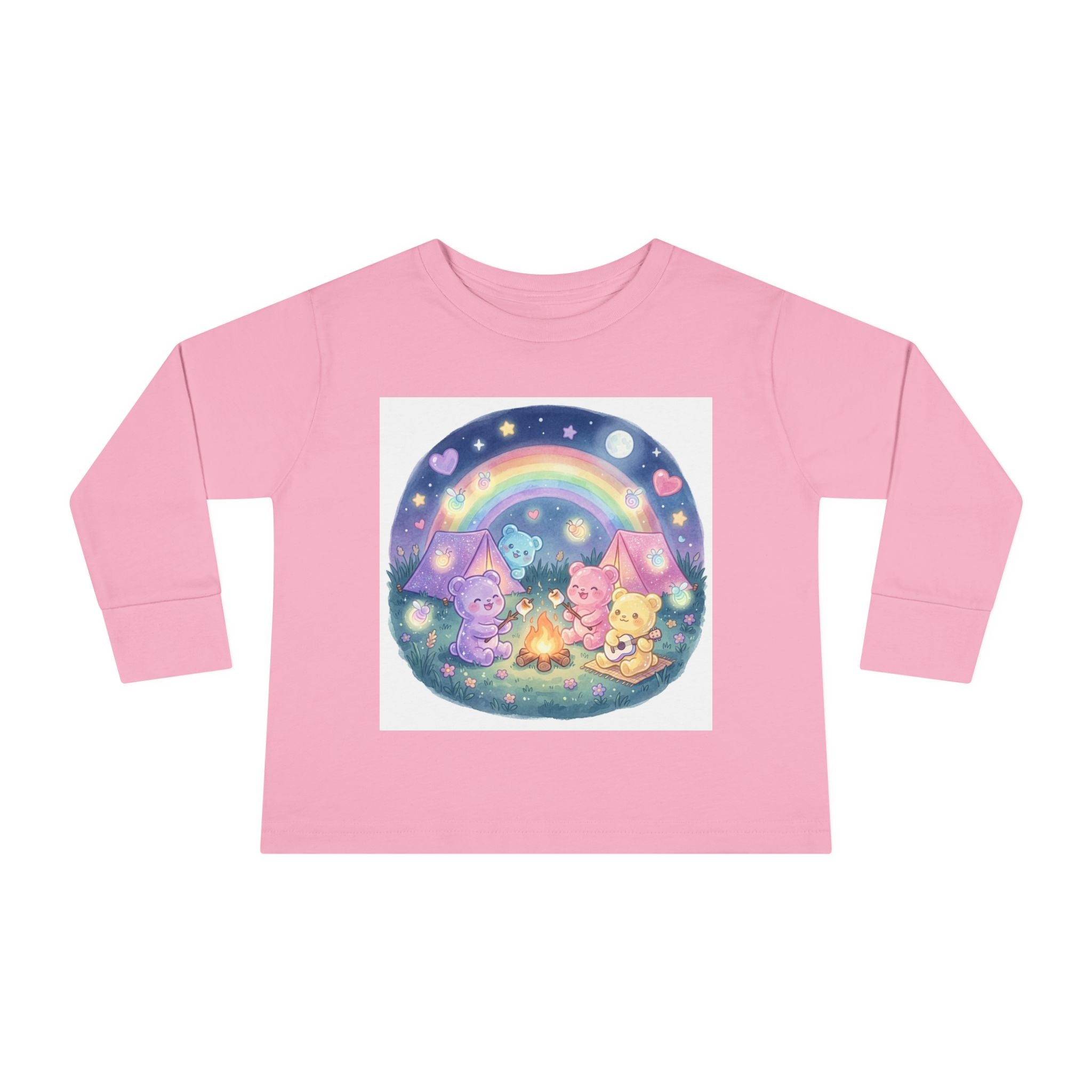 Camping & Toasting Marshmellos Oozy Bear Friend Group- Graphic Long Sleeve Shirt