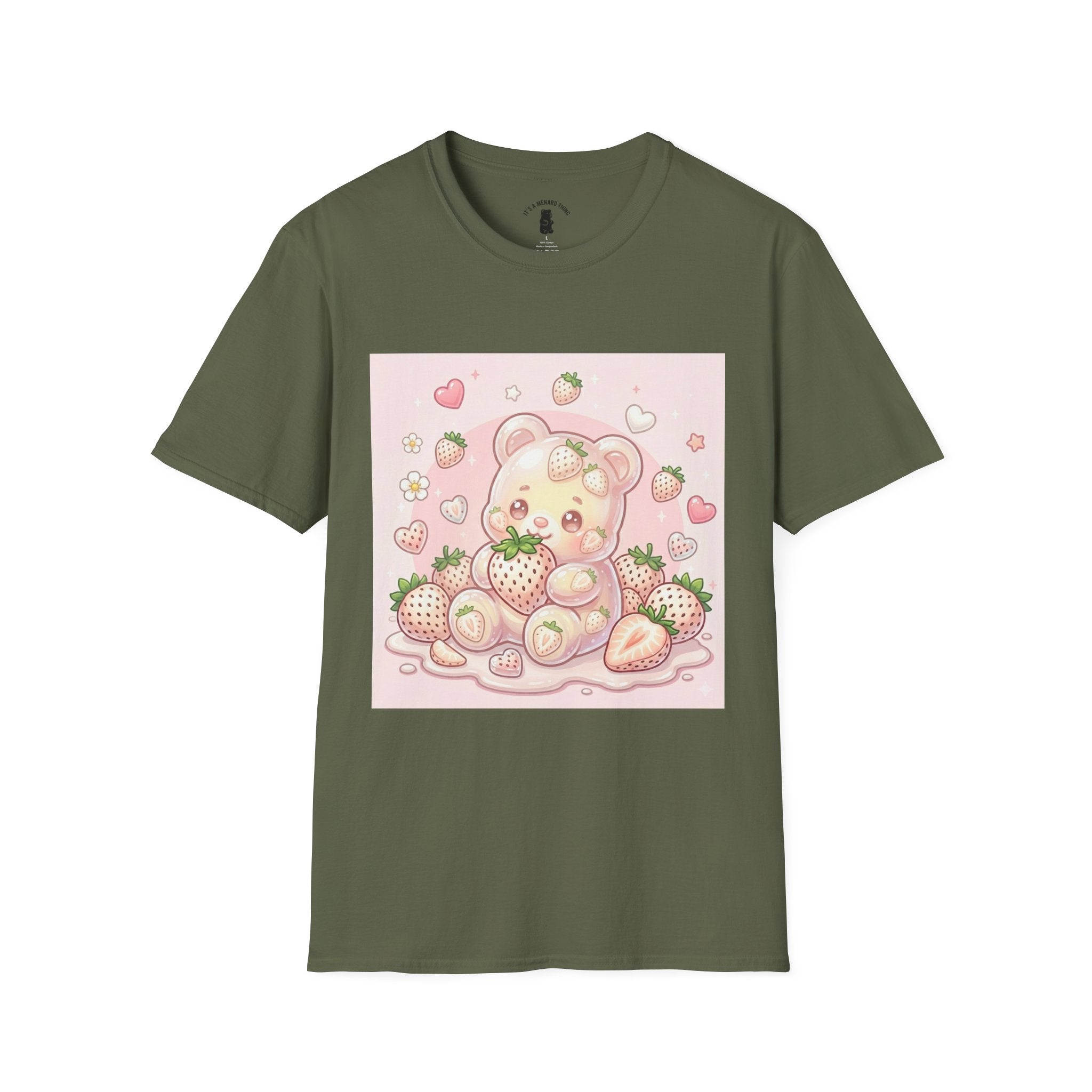 Exotic White Strawberry Oozy Bear Friend — Kawaii Fruit Design