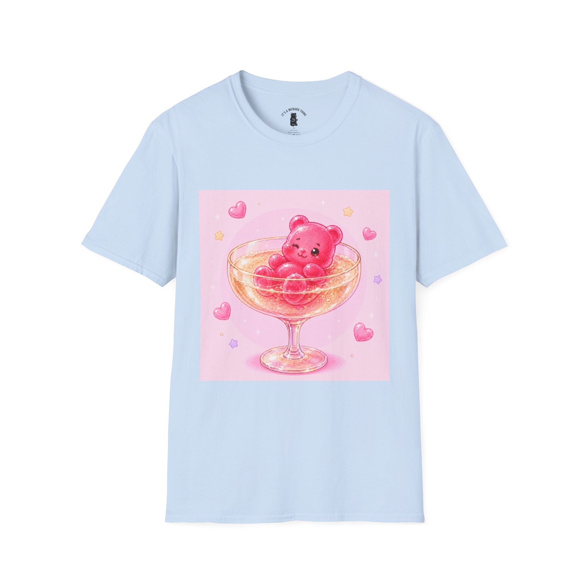 Champagne Pink Boozy Gooey Gummy Bear- Kawaii Graphic T-Shirt