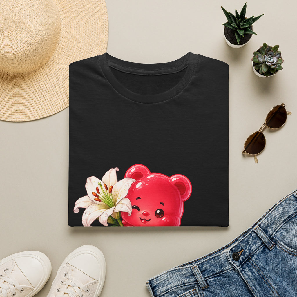 White Casa Blanca Lily, Red Oozy Bear Special Flower Edition- Graphic Shirt