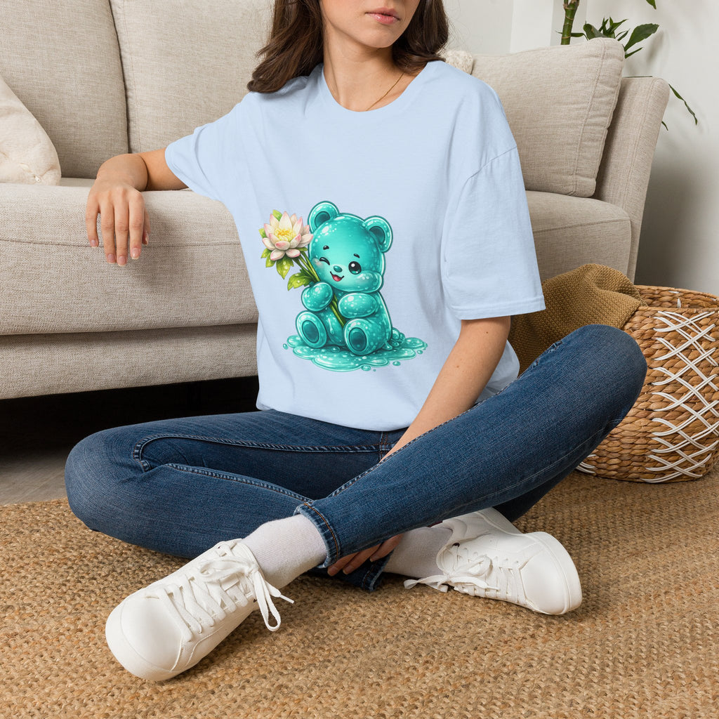 Beautiful Lotus Flower Special, Teal Oozy Bear Gummy Friend- Graphic Shirt