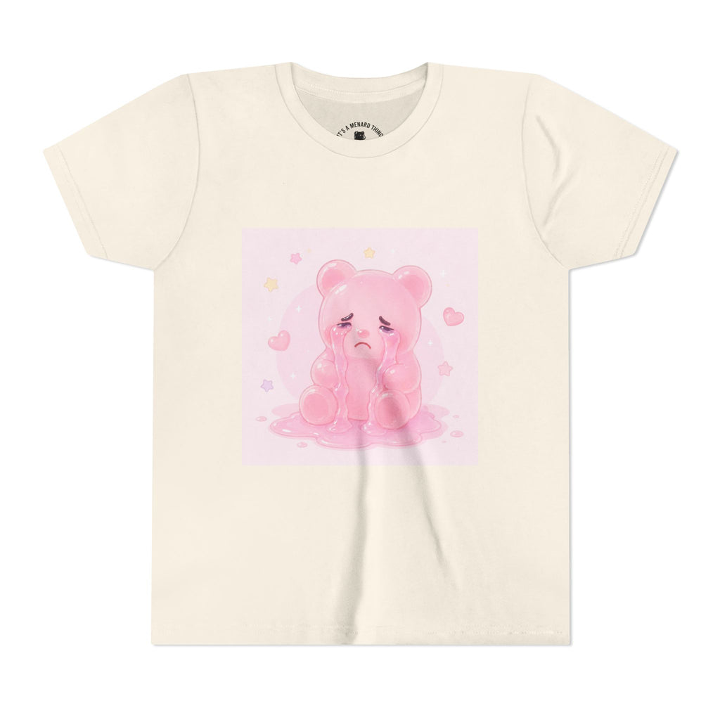 Pink Crying Gooey Gummy Bear Youth Tee – Cute Pastel Graphic Shirt