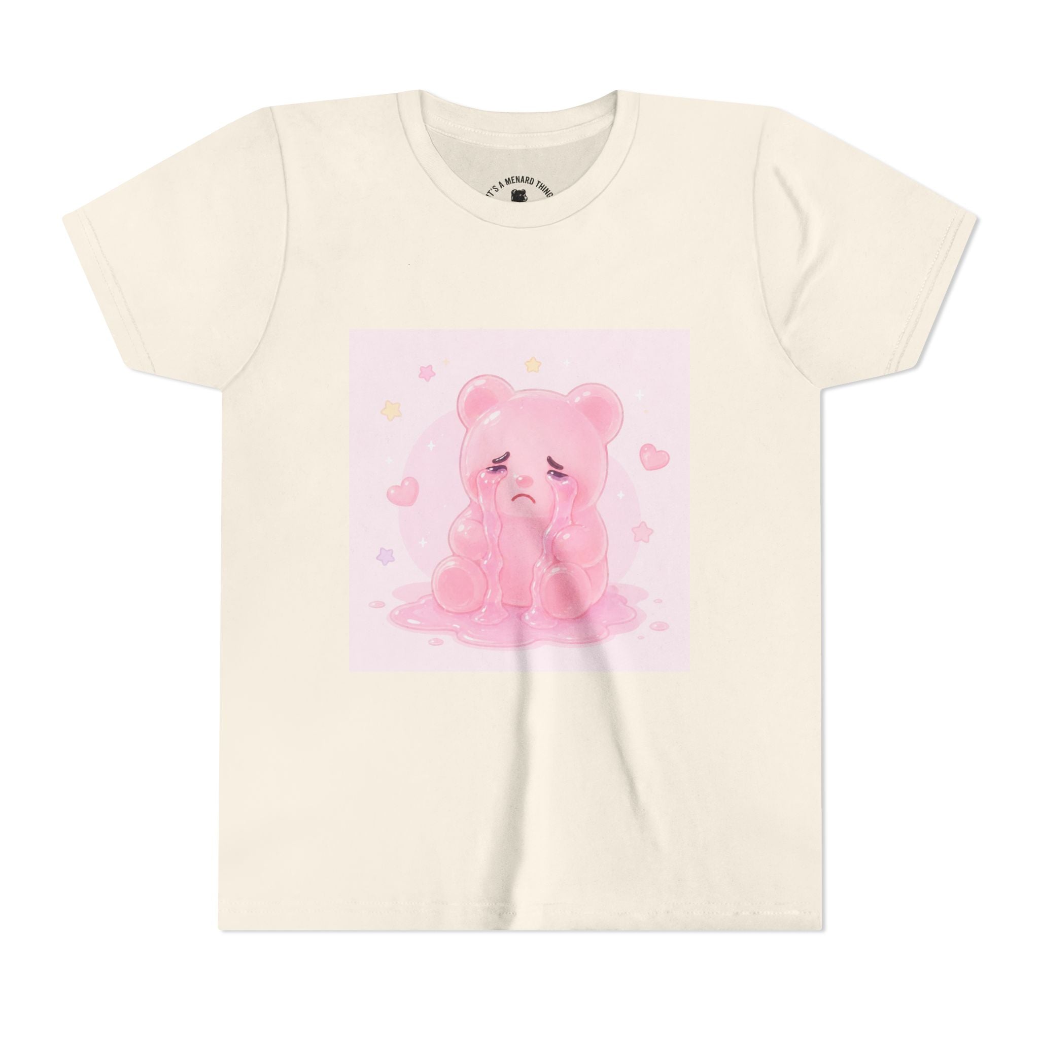 Pink Crying Gooey Gummy Bear Youth Tee – Cute Pastel Graphic Shirt