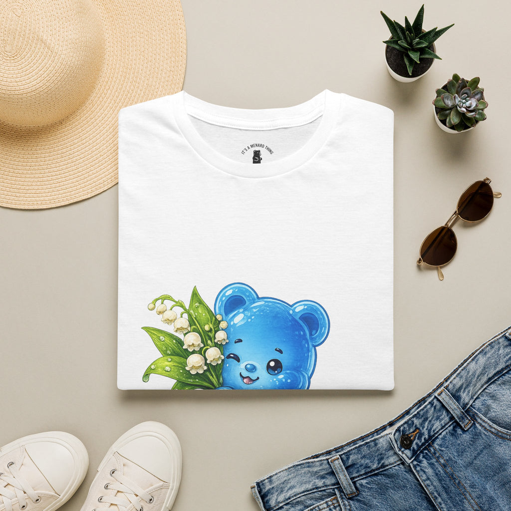 White Lily of the Valley, Blue Oozy Bear Gummy Friend Special Flower Addition Shirt