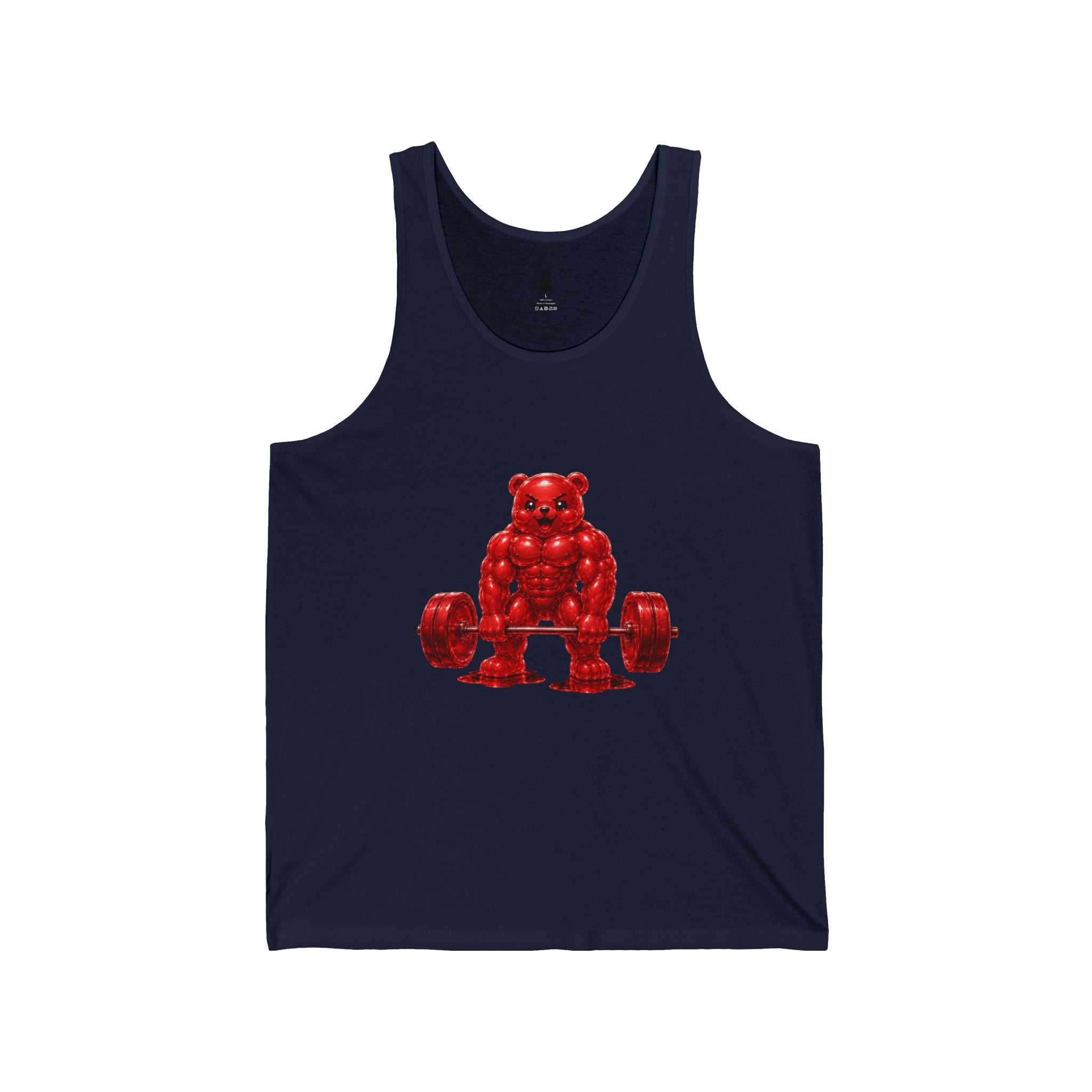 Weightlifting Fitness, Crimson Oozy Buff Bear Gummy Gym Addition- Workout Graphic Shirt
