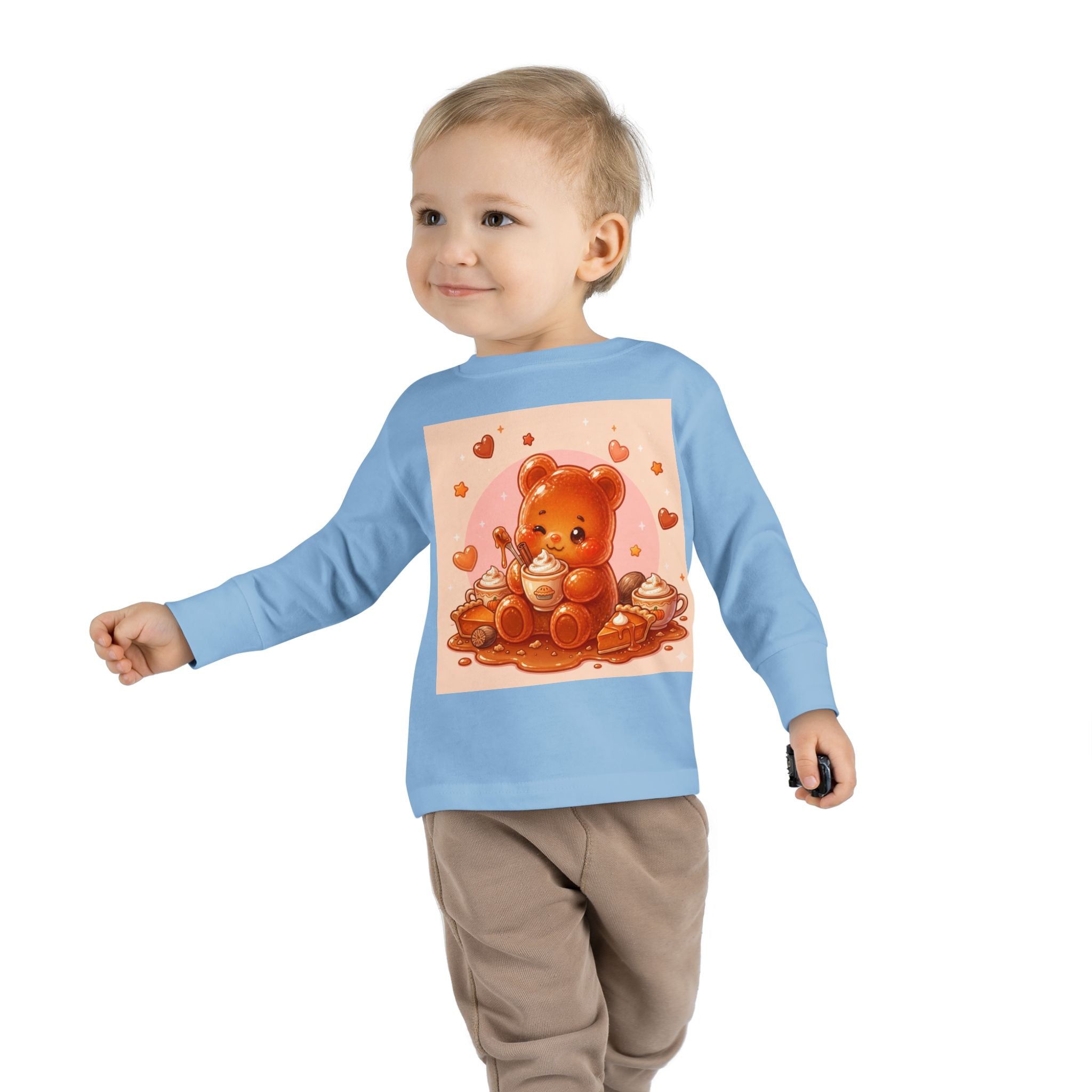 Sweet Pumpkin & Spiced Latte, Oozy Bear Gummy Friend- Kids Graphic Long Sleeve Shirt
