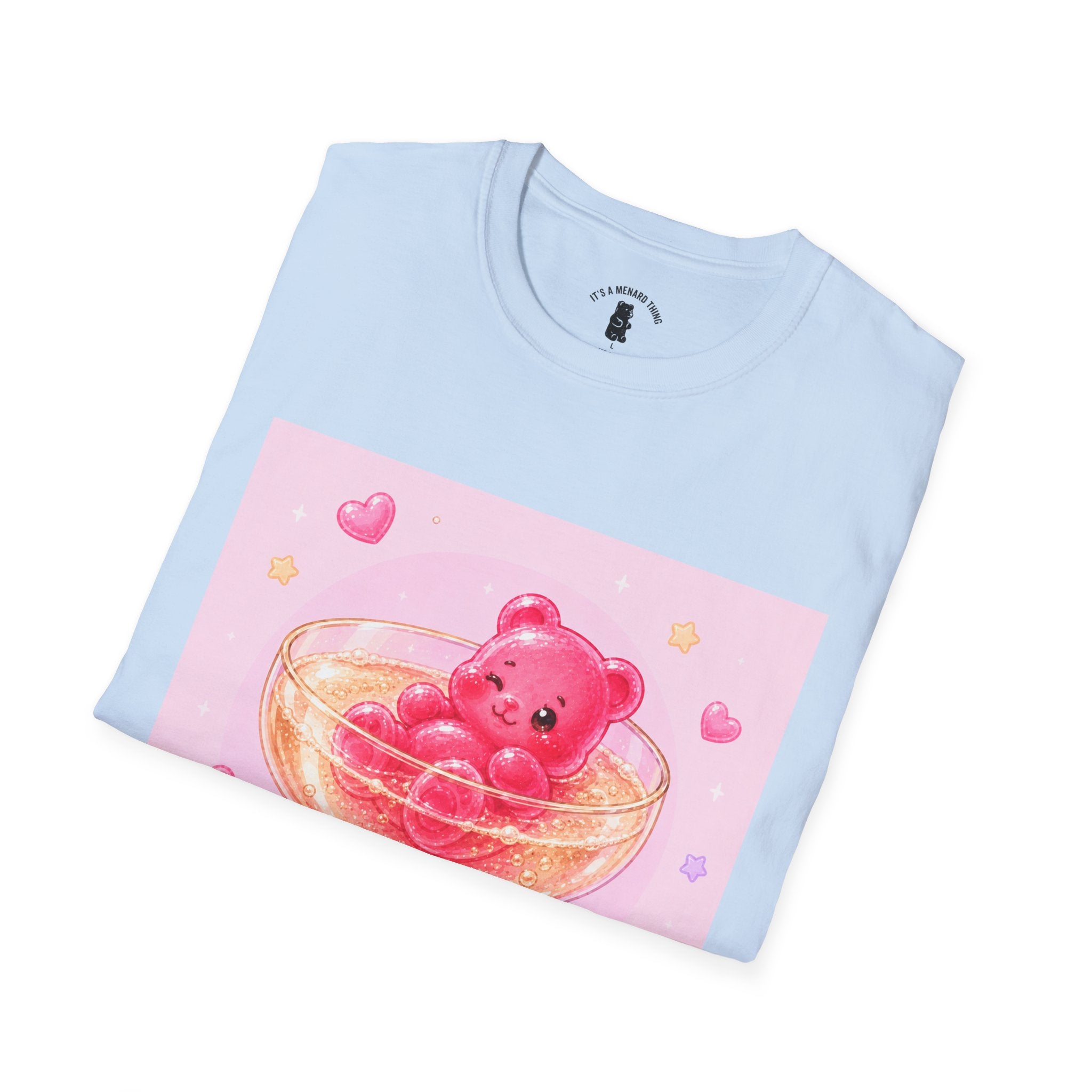 Champagne Pink Boozy Gooey Gummy Bear- Kawaii Graphic T-Shirt