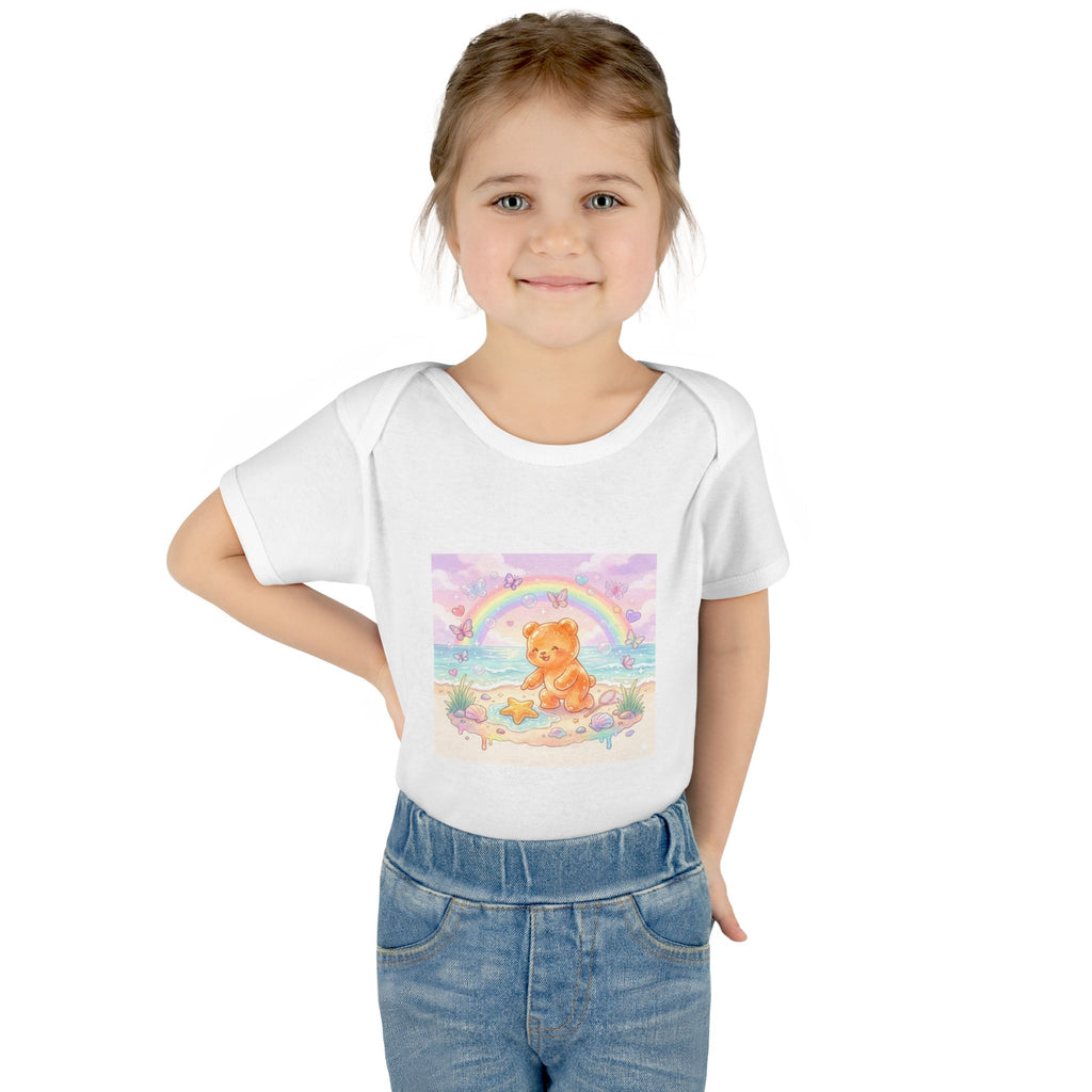 Gooey Gummy Beach Bear Rainbow & Starfish - Bodysuit