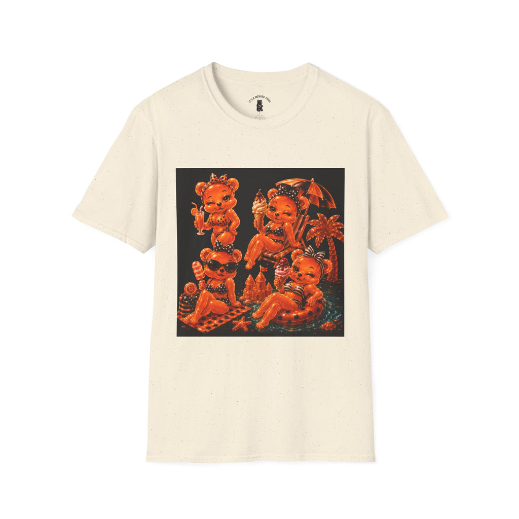 Retro Orang Beach Pin Up Oozy Bear Babe- Adult Graphic Shirt (18+)