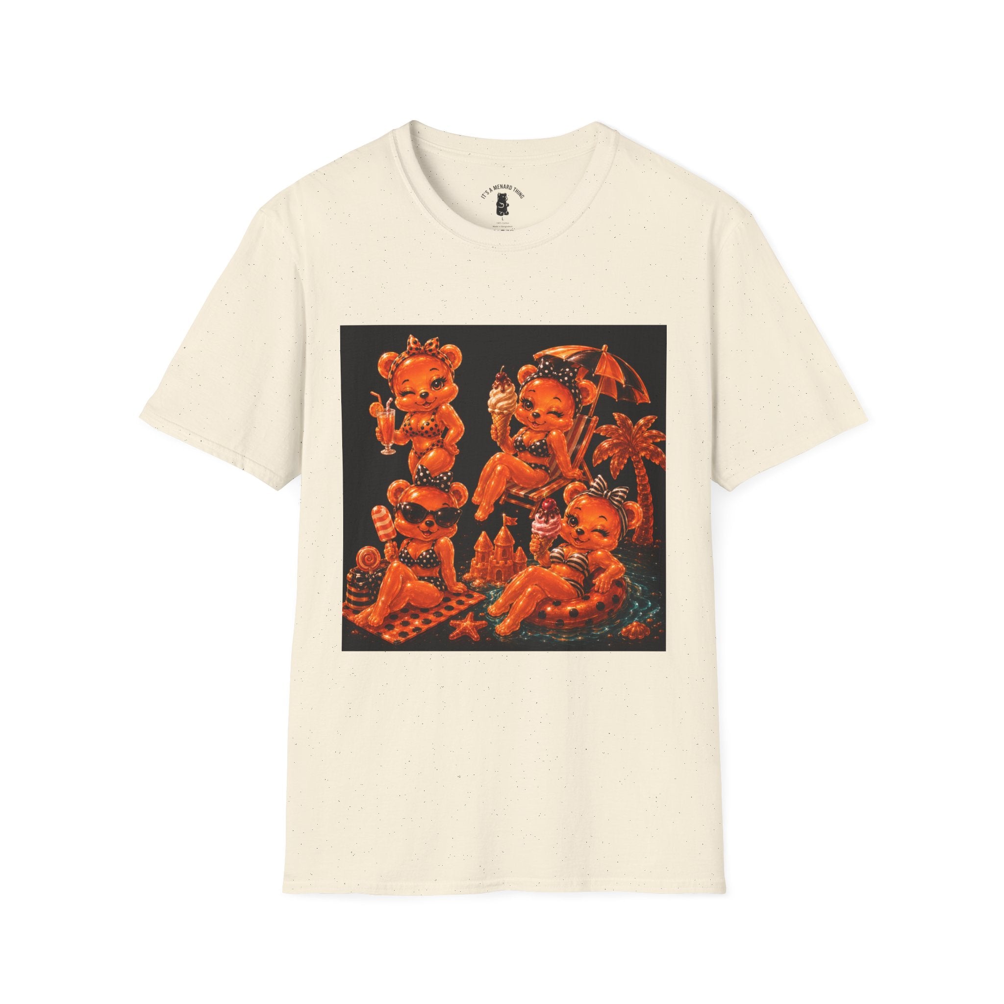 Retro Orang Beach Pin Up Oozy Bear Babe- Adult Graphic Shirt (18+)