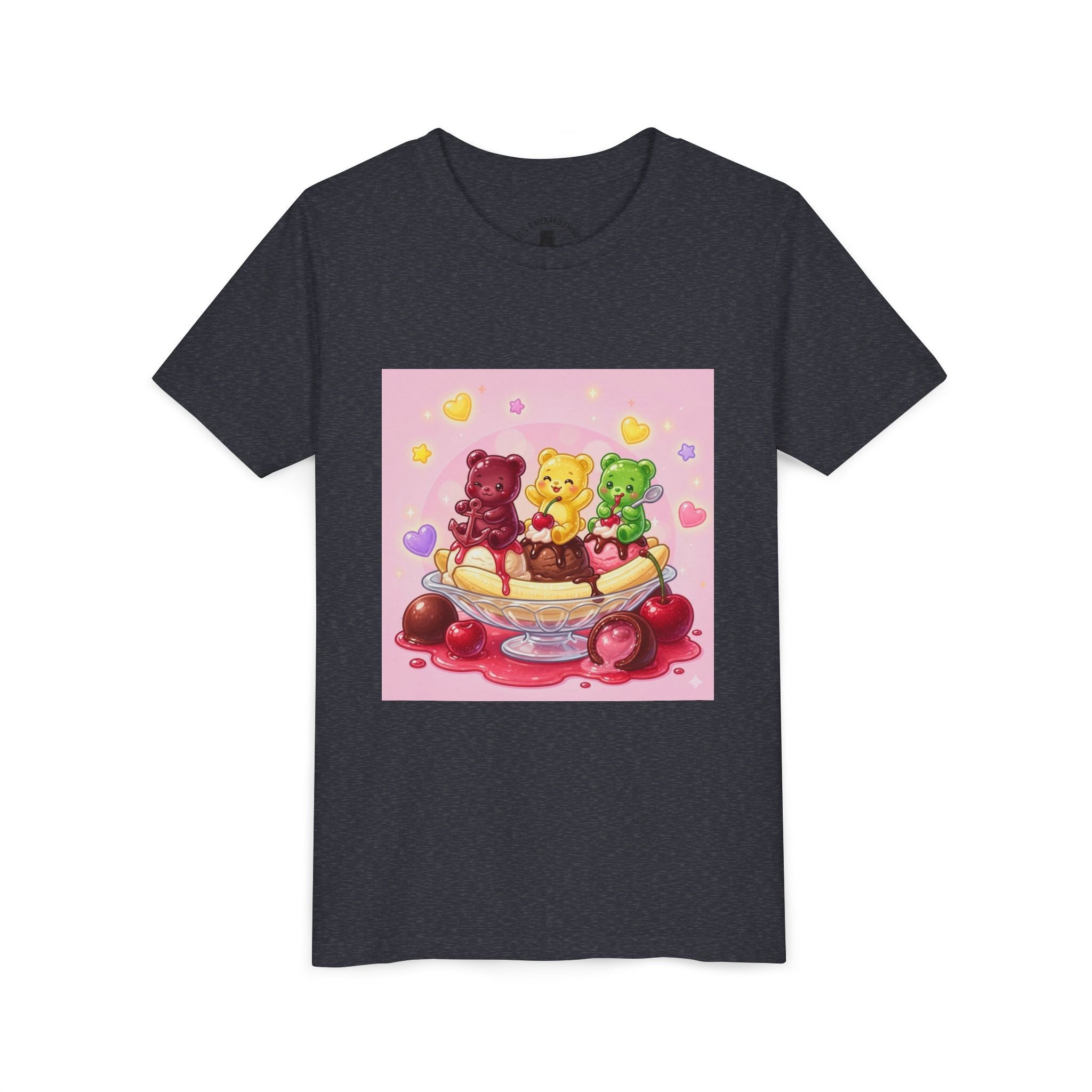 Gooey Gummy Bears on Banana Split Boat Graphic Youth T-Shirt