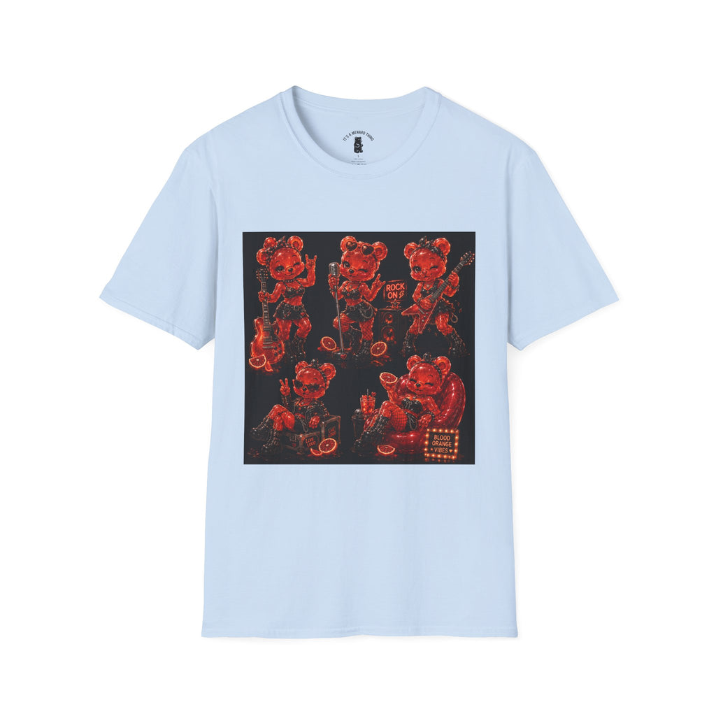 Rocking Blood Orange Grunge Oozy Bear Rocker Babe, Pin Up- Adult Graphic Shirt (18+)
