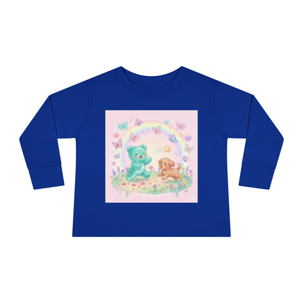 Pastel Puppy Play Time, Oozy Bear Friend- Graphic Long Sleeve Shirt