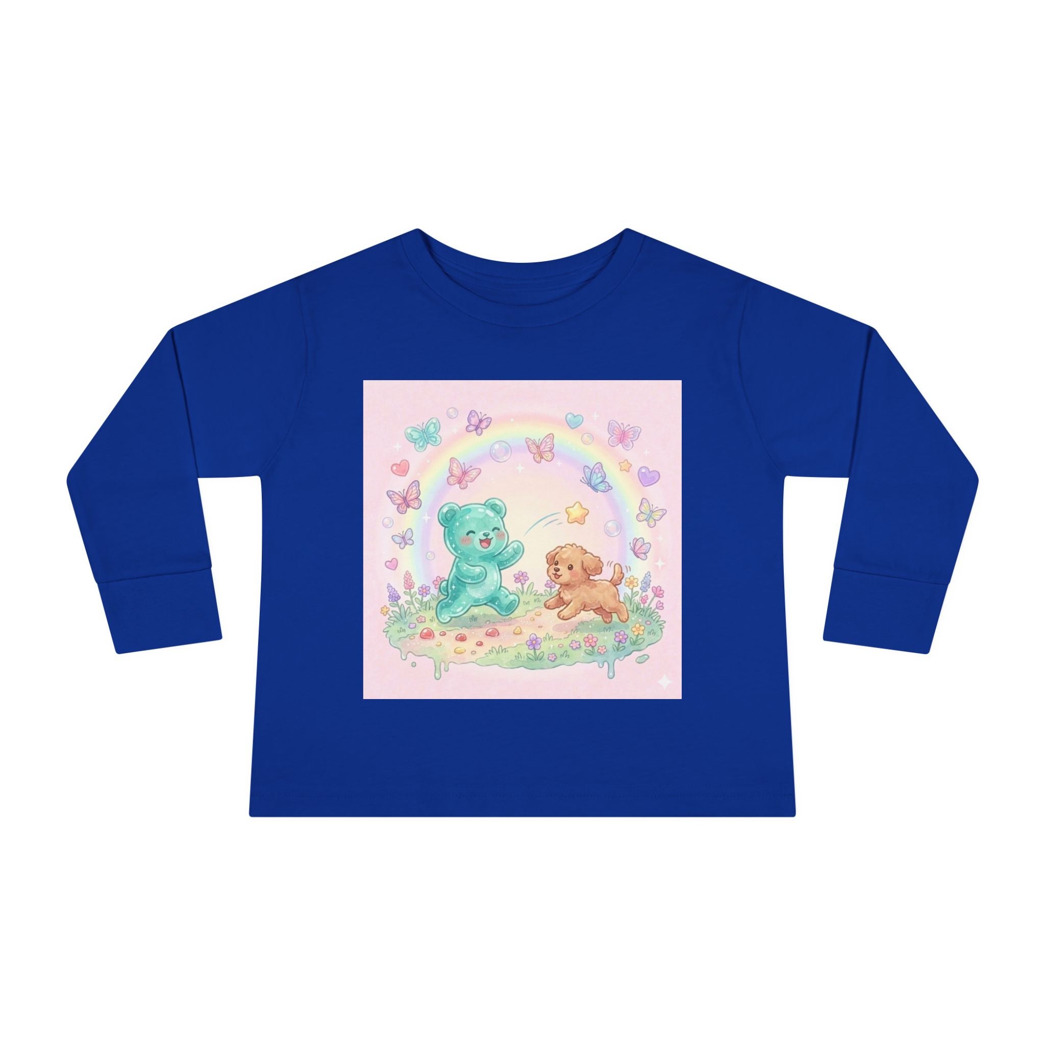 Pastel Puppy Play Time, Oozy Bear Friend- Graphic Long Sleeve Shirt