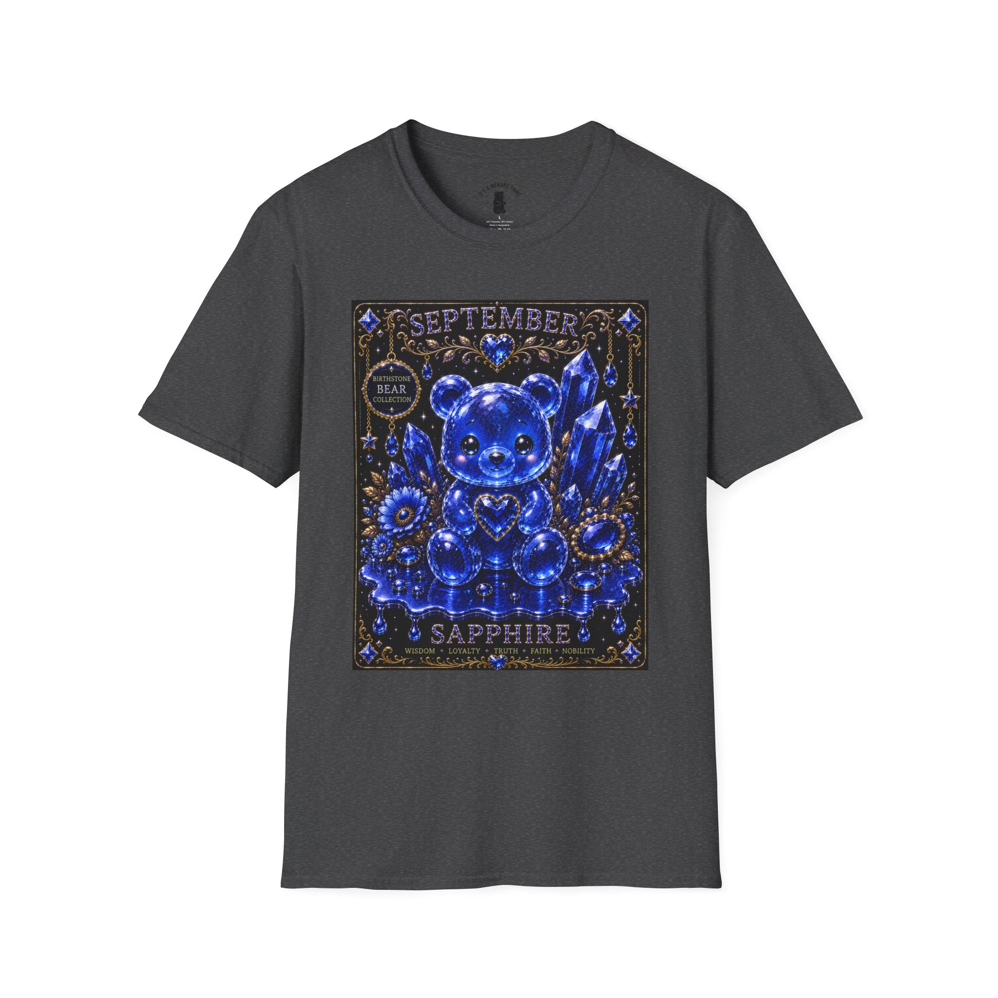 September Sapphire Crystal Oozy Bear Birthstone Addition- Graphic Shirt