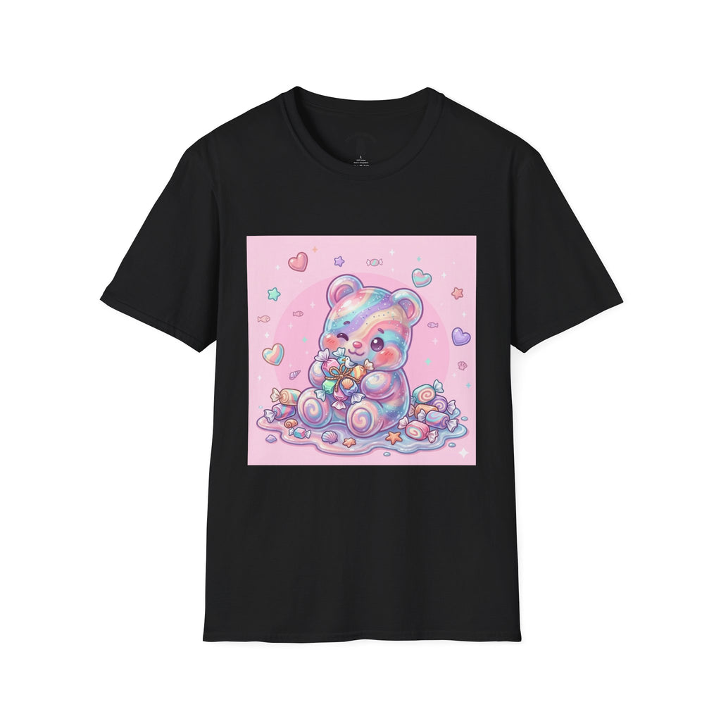 Cute Pastel Candy Bear T-Shirt — Rainbow Kawaii Heart Graphic