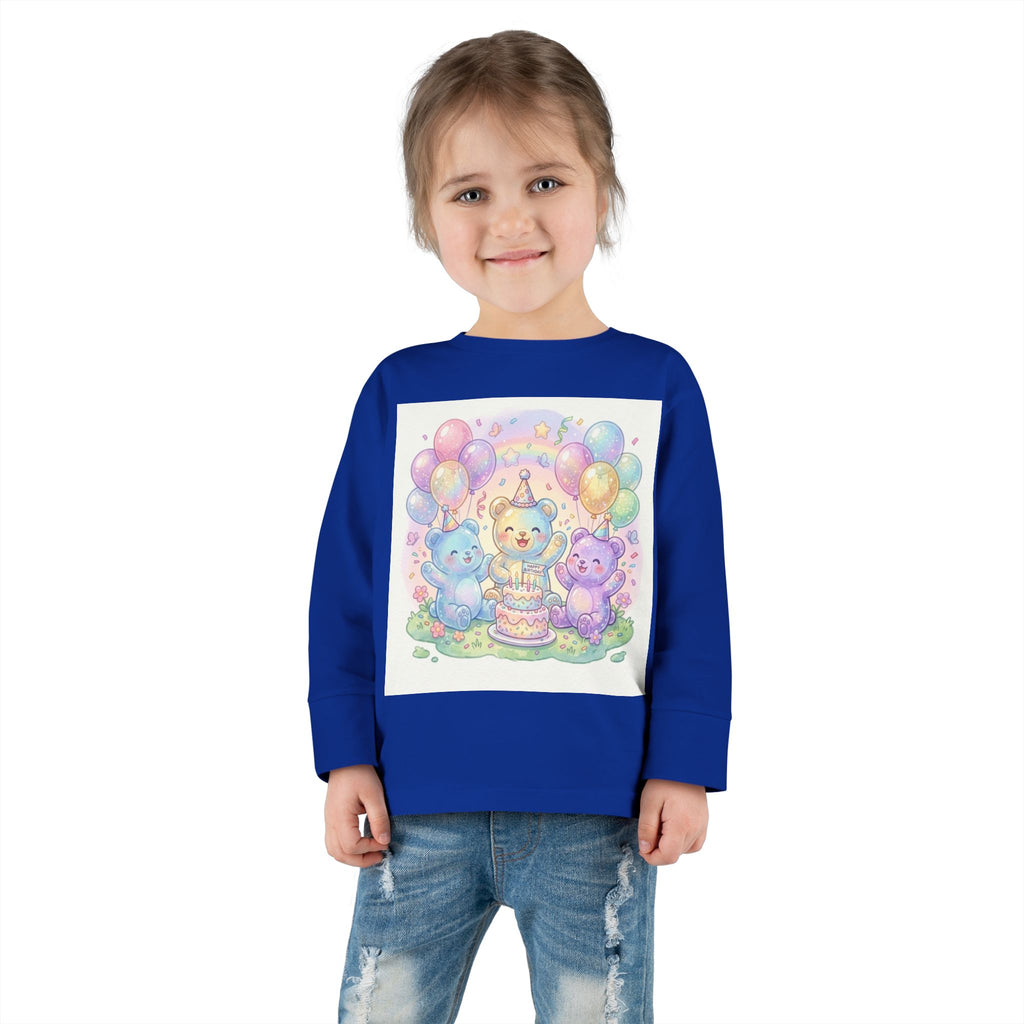 Pastel Birthday Oozy Bear Party Bash, Special Friends Celebration- Graphic Long Sleeve Shirt