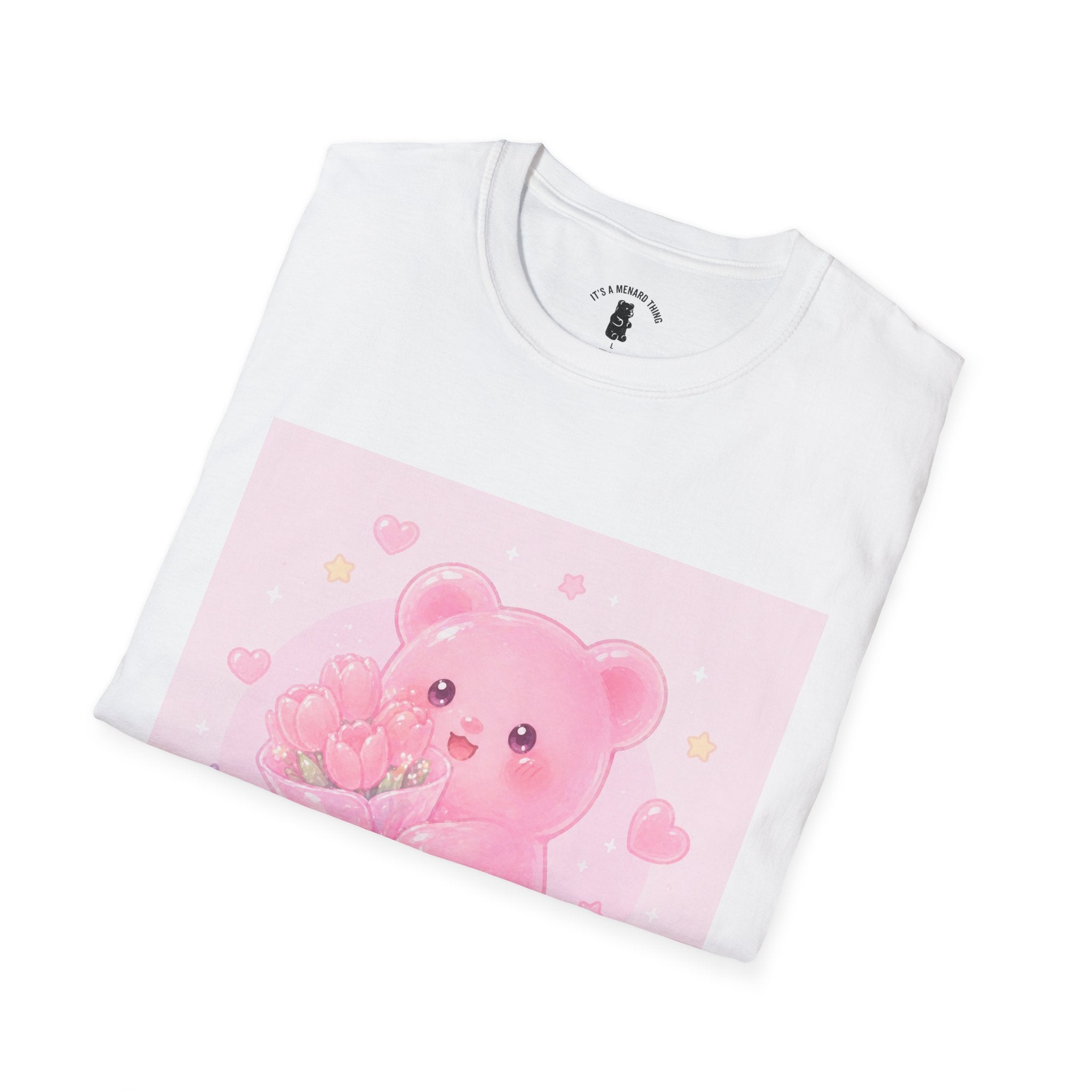 Gooey Pink Gummy Bear Bouquet T-Shirt — Kawaii Valentine Floral Tee