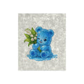 Crushed Velvet Blanket - Blue Gummy Bear Holding Lily of the Valley Plush Throw