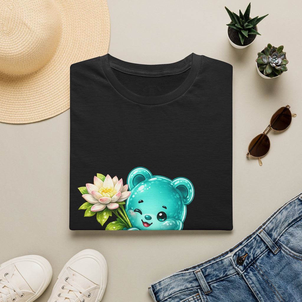 Beautiful Lotus Flower Special, Teal Oozy Bear Gummy Friend- Graphic Shirt