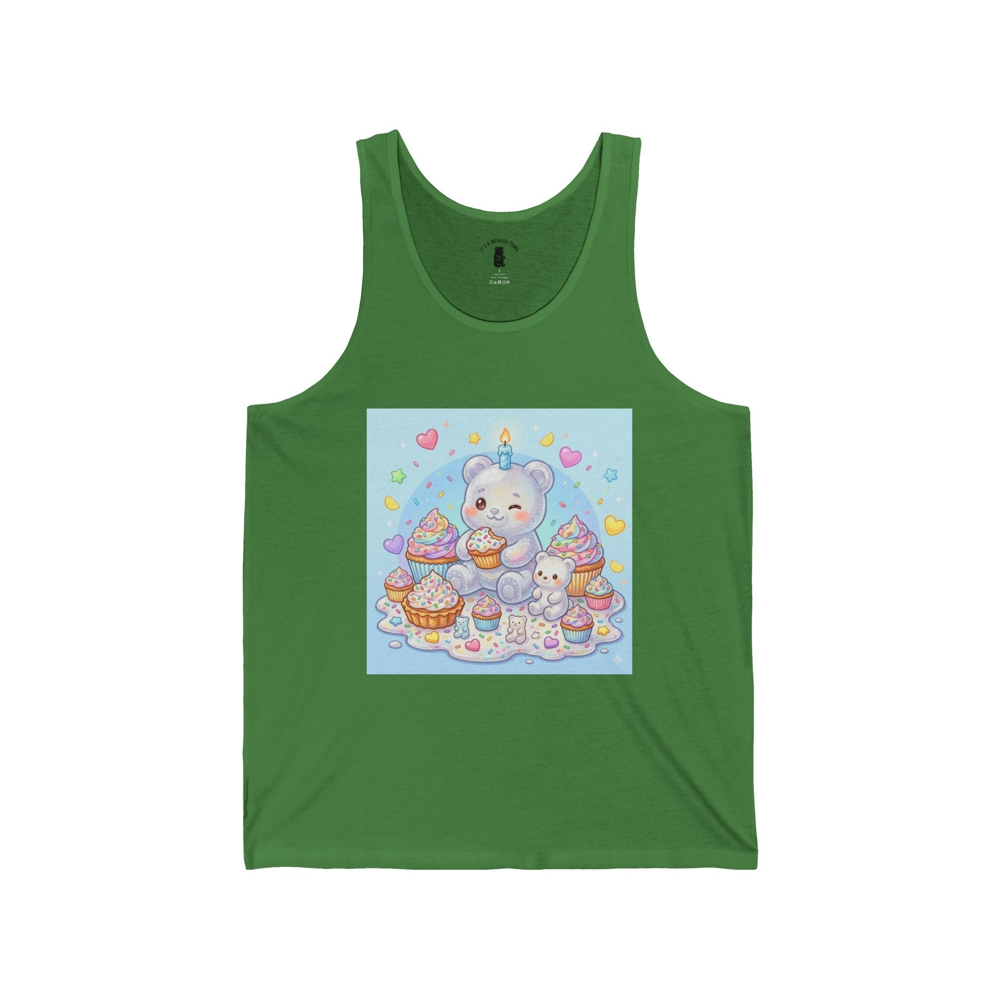 Cupcake Party Surprise, White Gooey Gummy Bear-Kawaii Graphic Tank Top