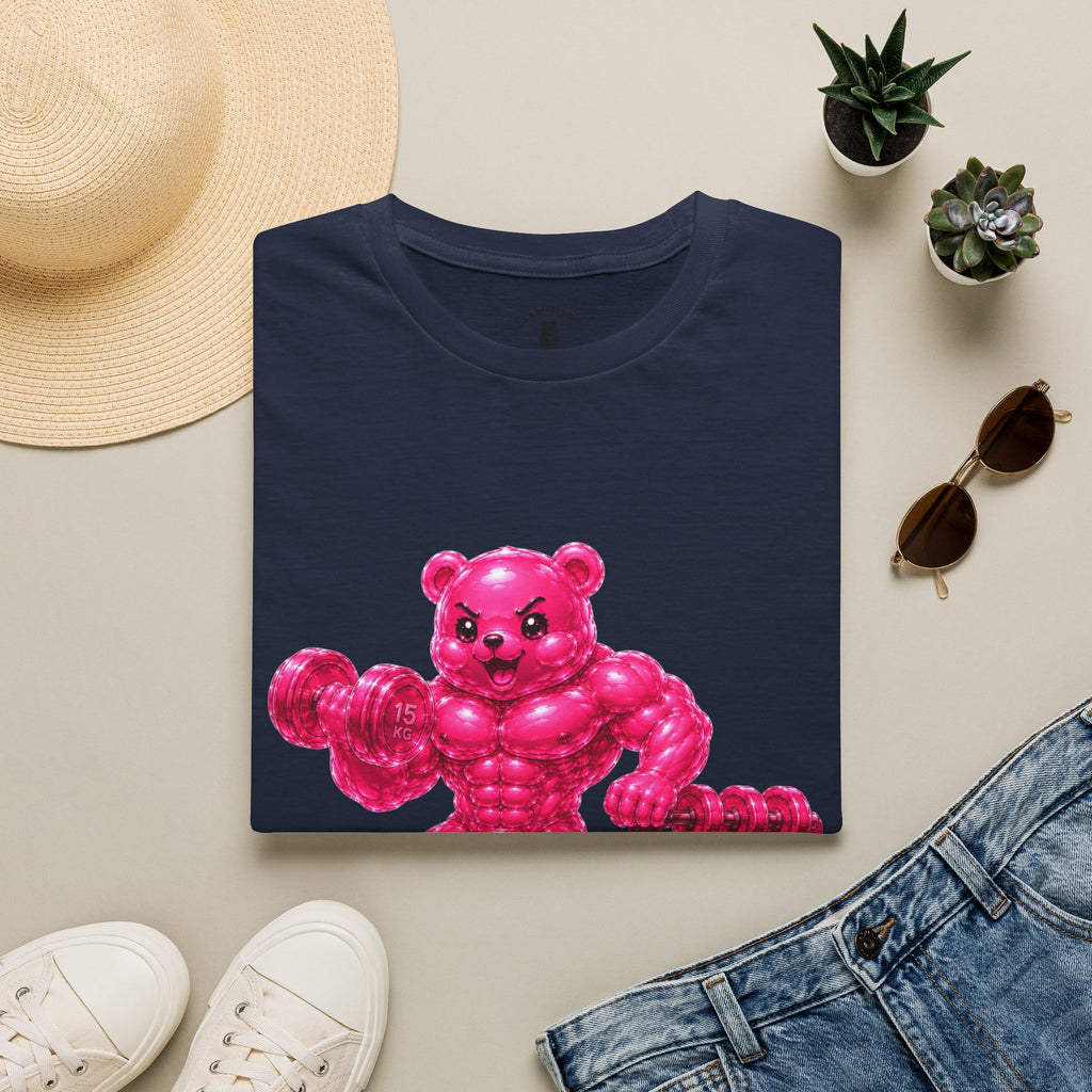 Pink Bodybuilder, Oozy Buff Bear Gummy Special Gym Addition- Adult Graphic Shirt