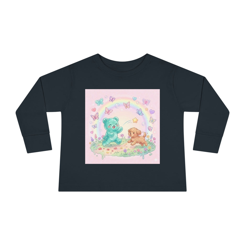 Pastel Puppy Play Time, Oozy Bear Friend- Graphic Long Sleeve Shirt