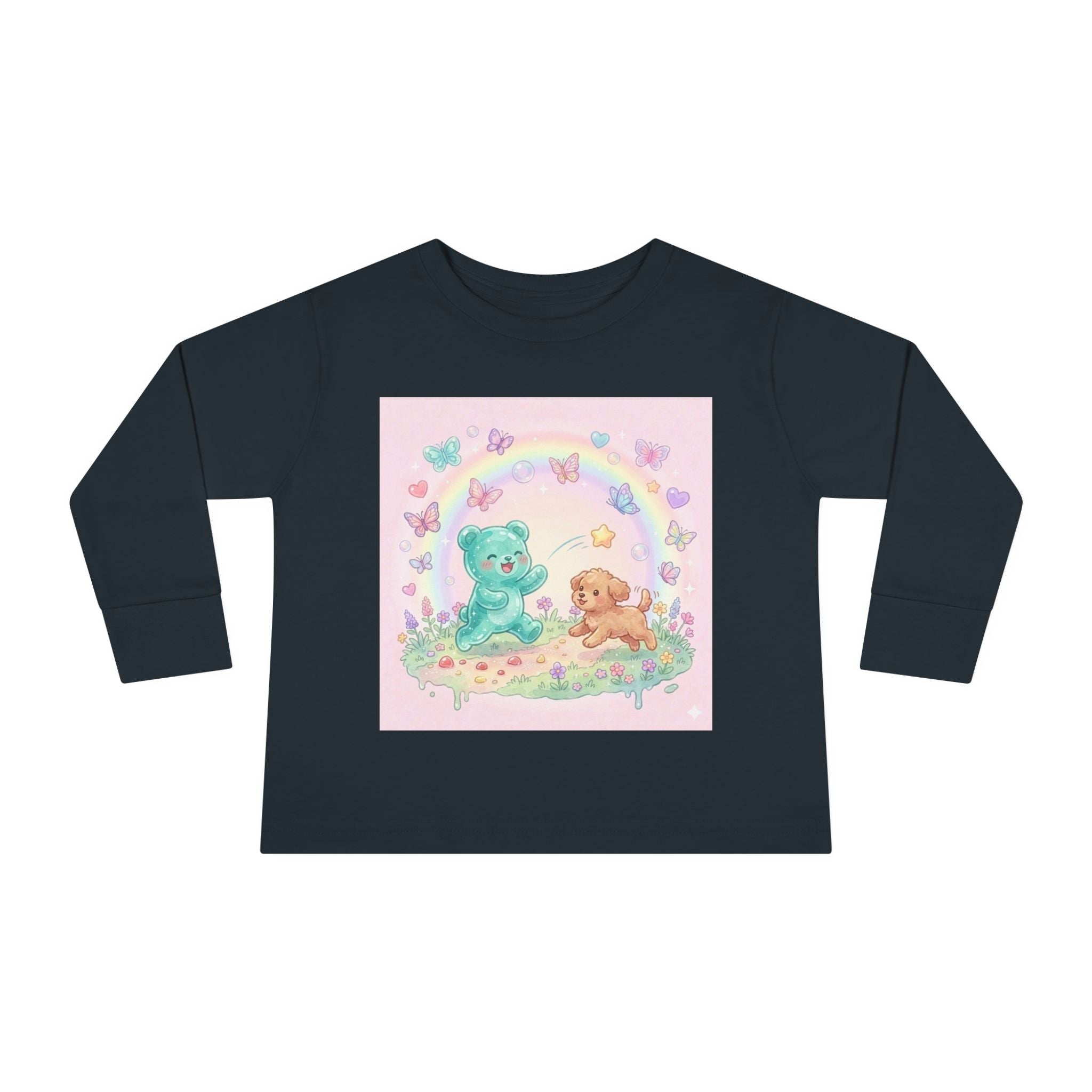 Pastel Puppy Play Time, Oozy Bear Friend- Graphic Long Sleeve Shirt