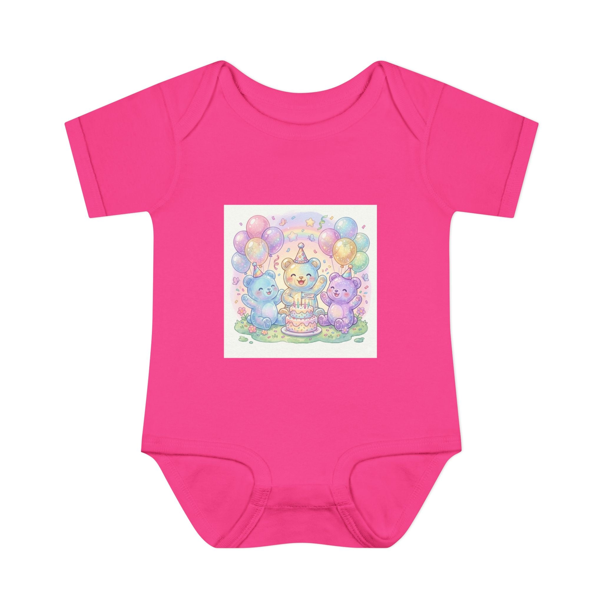 Birthday Gooey Bears, Cake & Balloons Infant Onesie