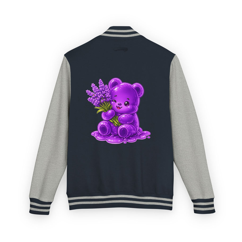 Fresh Lavender Stalk, Special Purple Oozy Bear Gummy Friend- Letterman Graphic Jacket