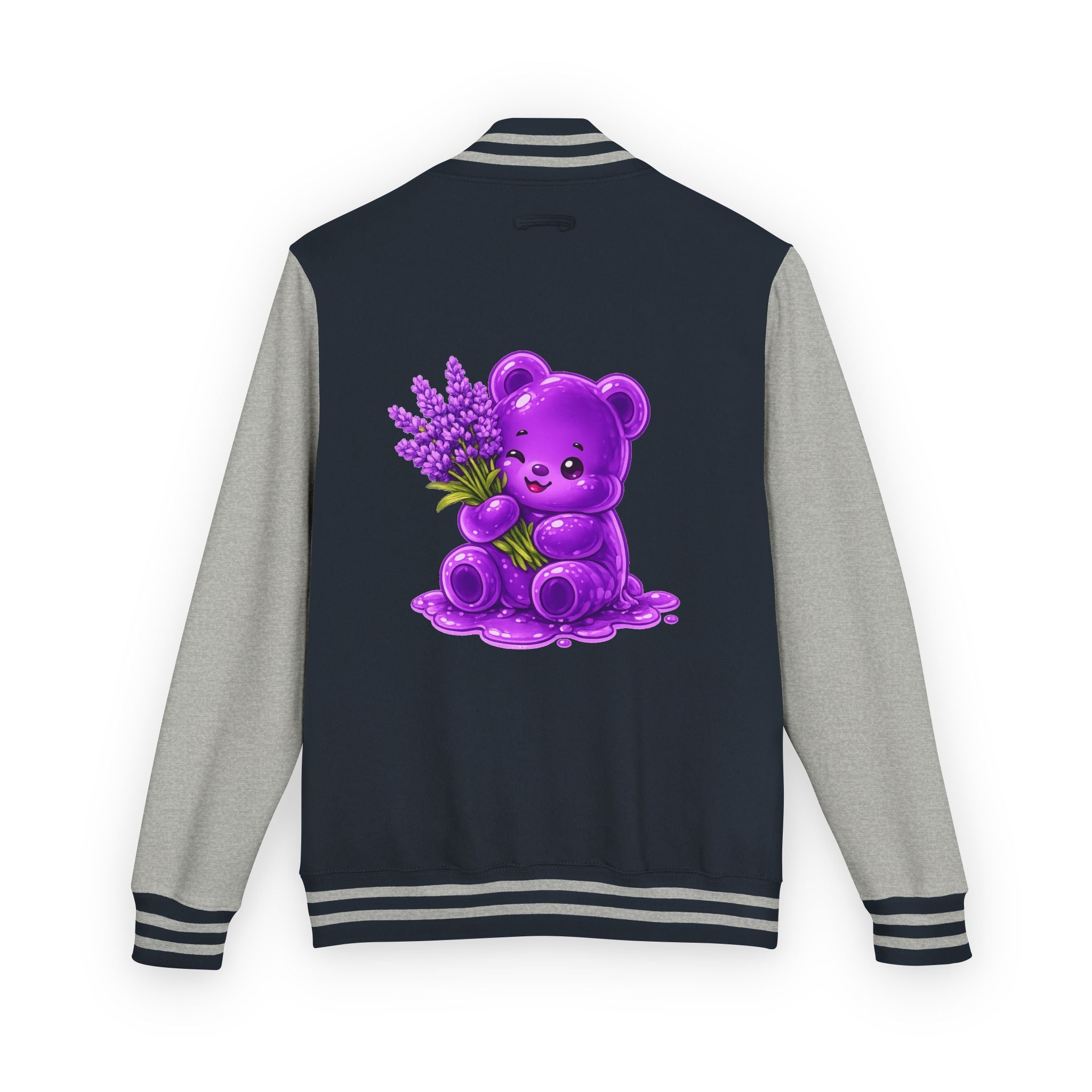 Fresh Lavender Stalk, Special Purple Oozy Bear Gummy Friend- Letterman Graphic Jacket