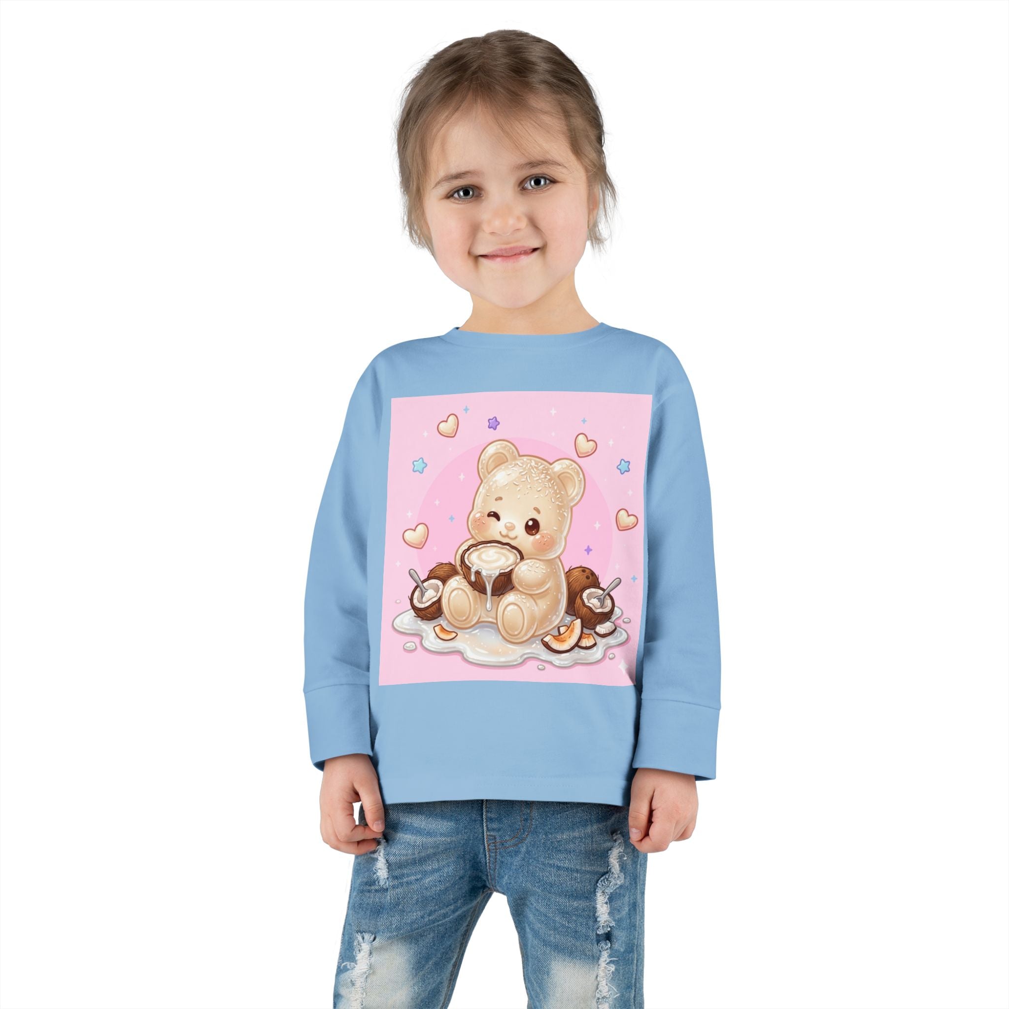 Coconut Milk, White Oozy Bear Gummy Friend- Kids Long Sleeve Shirt