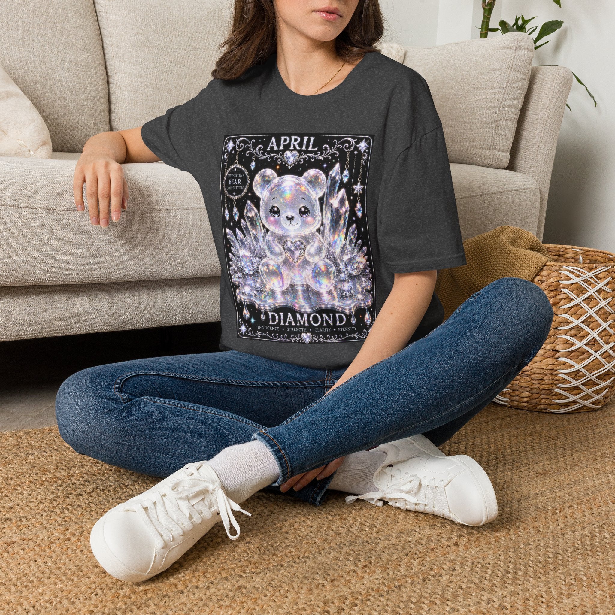 April, Diamond Birthstone Crystal Oozy Bear Friend Special Addition- Graphic Shirt
