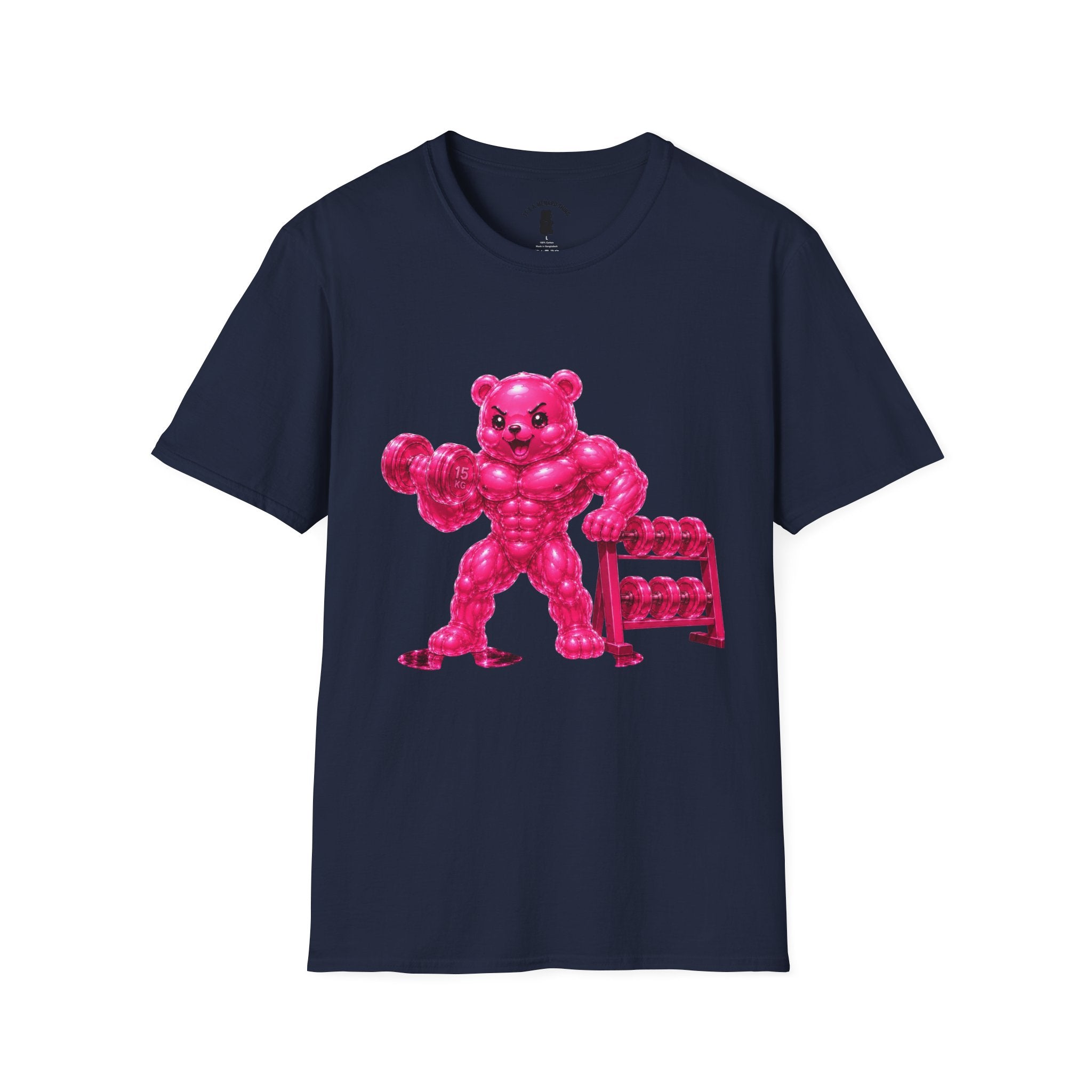 Pink Bodybuilder, Oozy Buff Bear Gummy Special Gym Addition- Adult Graphic Shirt