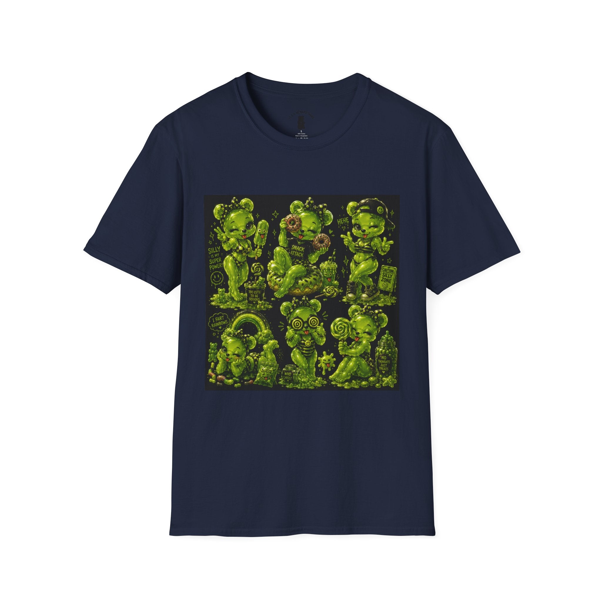 Lime Green Retro Oozy Bear Babe, Beach Pin Up- Adult Graphic Shirt (18+)