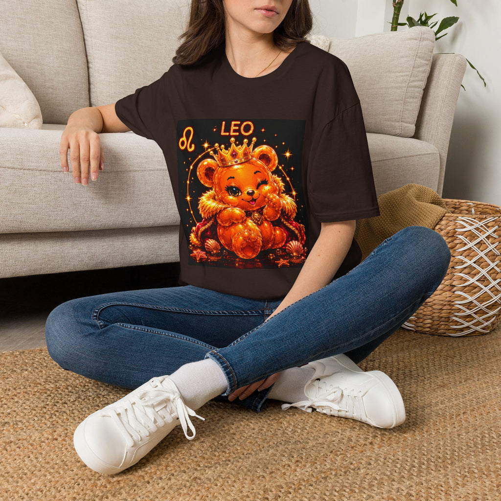 Leo Zodiac Crowned Oozy Bear Friend Astrology- Graphic Shirt