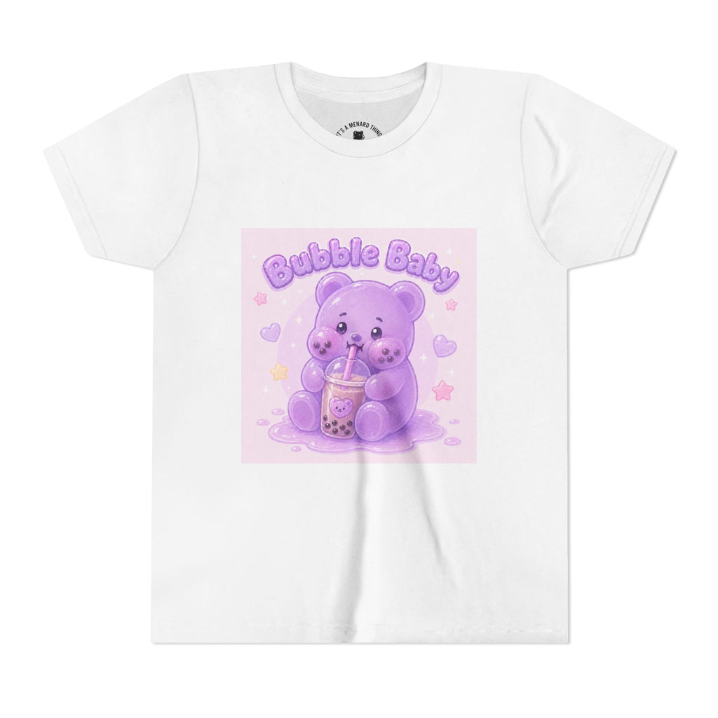 Purple Boba Tea Gooey Gummy Bear with Boba Milk Tea Kids Shirt