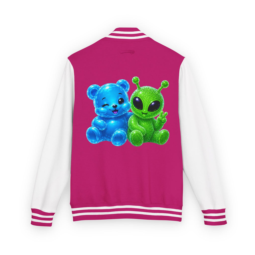 Green Alien and Blue Oozy Bear Gummy Special Addition- Letterman Graphic Jacket