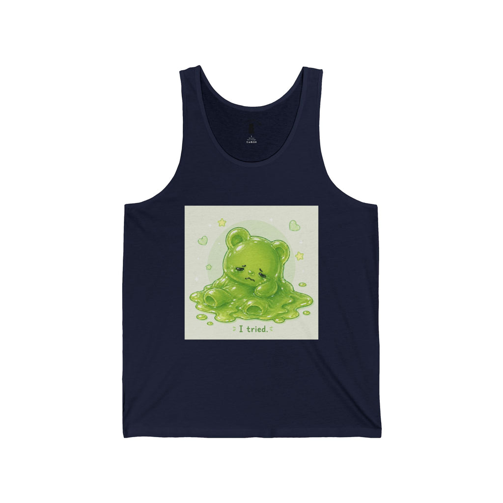 Tired Melting Green Gooey Gummy bear — Kawaii Graphic Tank Top